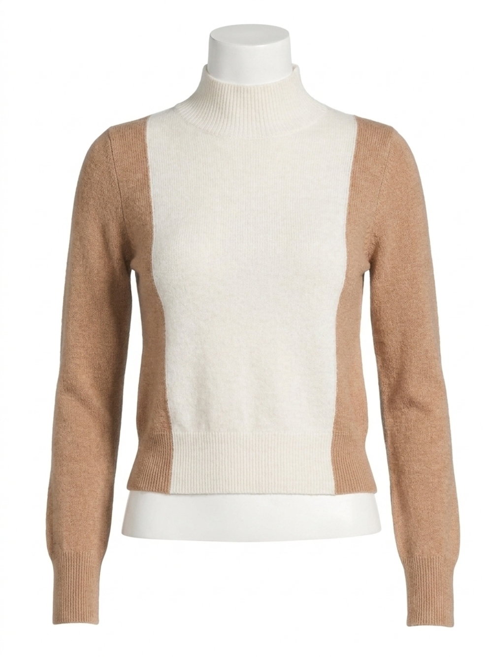 NEW FRENCH CONNECTION libby color block jumper top in camel/oat